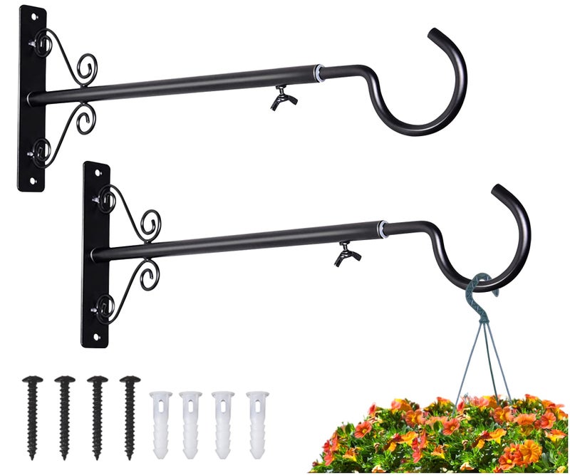 BOLITE Bird Feeder Hangers(16 to 24 Inch), Adjustable Plant Hangers Outdoor Indoor, Plant Hooks for Wall, Planters, Lanterns, Wind Chimes, String Lights, 2 Pack, Black, Gifts for Women Men - Image 1